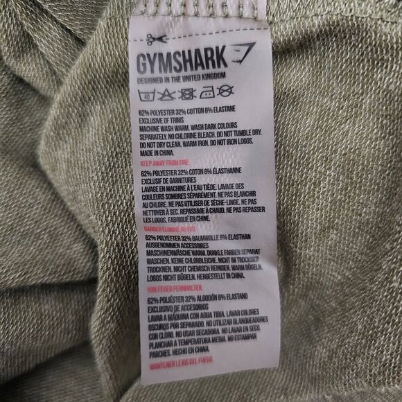 Gymshark Cross Back Marl Khaki Pull Over Hoodie Active Cropped Sweatshirt - Picture 8 of 10